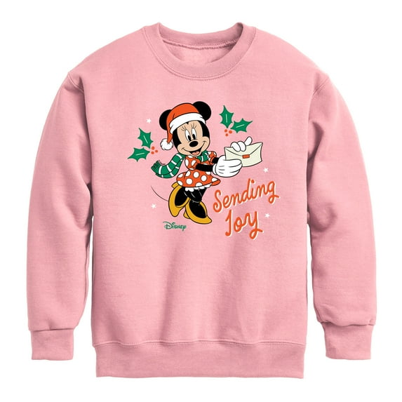 Disney - Minnie Mouse Sending Joy Christmas - Toddler & Youth Crewneck Fleece Sweatshirt