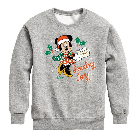 Disney - Minnie Mouse Sending Joy Christmas - Toddler & Youth Crewneck Fleece Sweatshirt