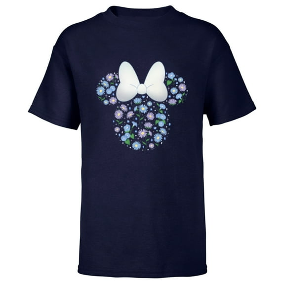 Disney Minnie Mouse September Birth Month Birthstone Flowers - Short Sleeve T-Shirt for Kids - Customized-Navy