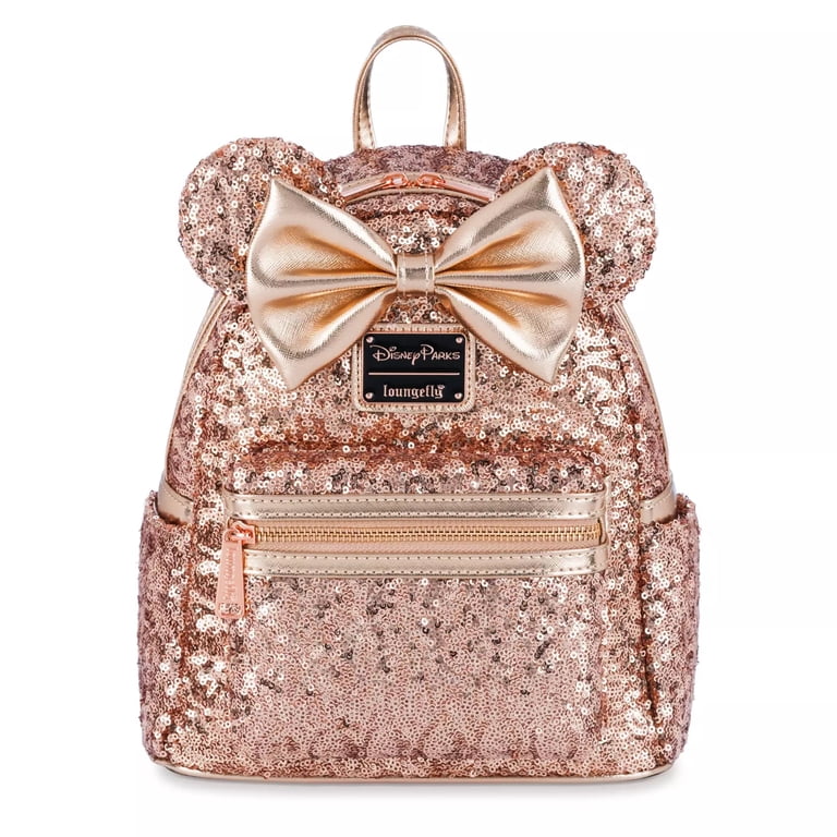 Disney Minnie Mouse Sequin Loungefly Mini Backpack Rose Gold  display picture 2