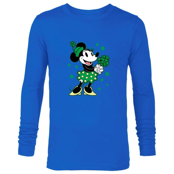 Disney Minnie Mouse Shamrock Bouquet St Patrick’s Day Retro - Long Sleeve T-Shirt for Men - Customized-Navy