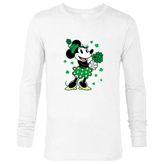 Disney Minnie Mouse Shamrock Bouquet St Patrick’s Day Retro - Long Sleeve T-Shirt for Men - Customized-White