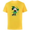 thumbnail image 1 of Disney Minnie Mouse Shamrock Bouquet St Patrick’s Day Retro - Short Sleeve Cotton T-Shirt for Adults - Customized-Yellow, 1 of 5