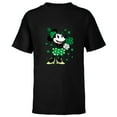 thumbnail image 1 of Disney Minnie Mouse Shamrock Bouquet St Patrick’s Day Retro - Short Sleeve T-Shirt for Kids - Customized-Black, 1 of 5