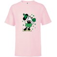 thumbnail image 1 of Disney Minnie Mouse Shamrock Bouquet St Patrick’s Day Retro - Short Sleeve T-Shirt for Kids - Customized-Soft Pink, 1 of 5