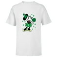 thumbnail image 1 of Disney Minnie Mouse Shamrock Bouquet St Patrick’s Day Retro - Short Sleeve T-Shirt for Kids - Customized-White, 1 of 5