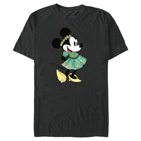 Disney Minnie Mouse Shamrock Dress St. Patrick's Day - Short Sleeve Blended T-Shirt for Adults - Customized-Dark Heather