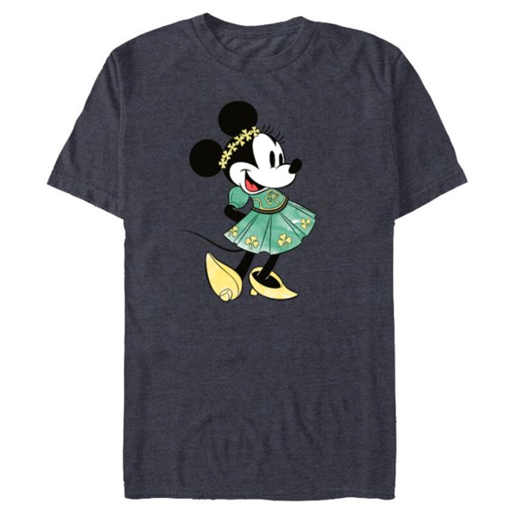 Disney Minnie Mouse Shamrock Dress St. Patrick's Day - Short Sleeve Blended T-Shirt for Adults - Customized-Navy Heather