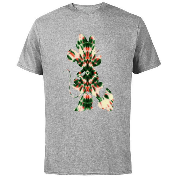 Disney Minnie Mouse Shape Christmas Holiday Tie-Dye Retro - Short Sleeve Cotton T-Shirt for Adults - Customized-Athletic Heather