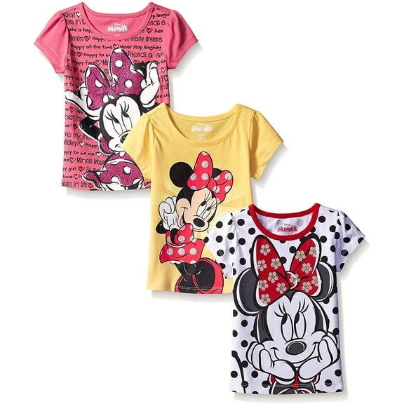 Disney Minnie Mouse Short Sleeve Shirts (Girls), 3 Piece Set, Sizes 2T-6X