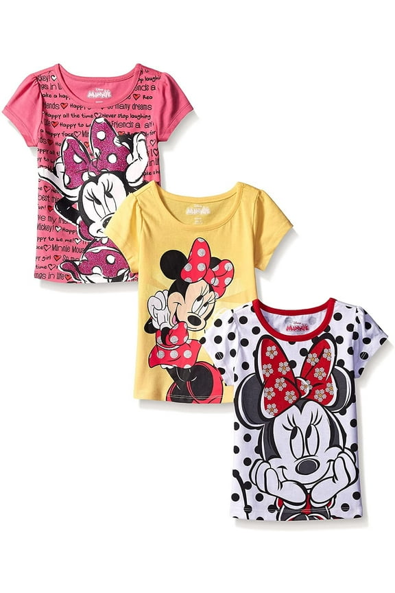 Minnie Mouse Short Sleeve Shirts (Girls), 3 Piece Set, Sizes 2T-6X