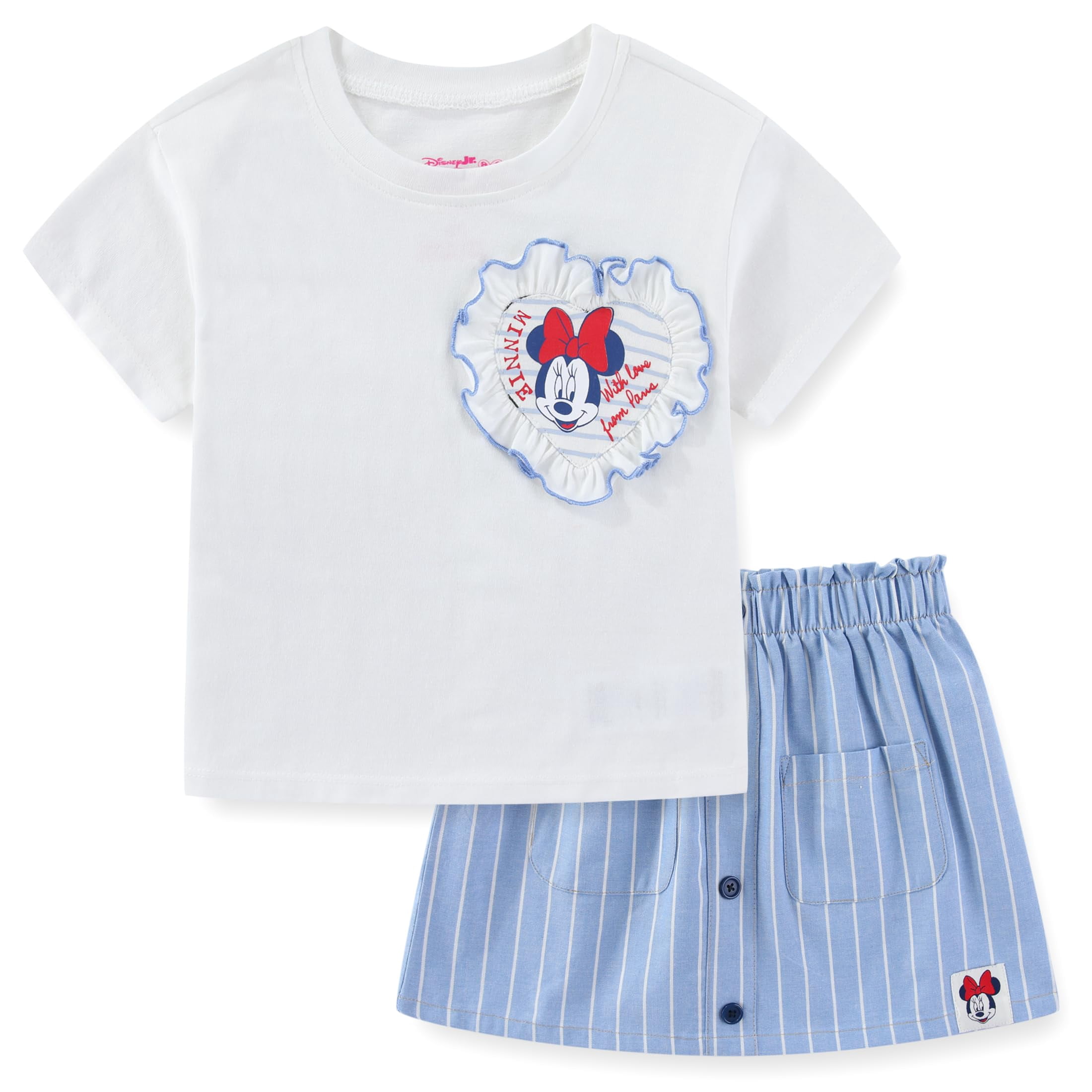 Disney Minnie Mouse Short Sleeve T-Shirt and Chambray Skirt Set (Girls), 2 Piece Set, Sizes 2T-7