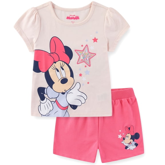 Disney Minnie Mouse Short Sleeve T-Shirt and French Terry Shorts Set (Girls), 2 Piece Set, Sizes 2T-6