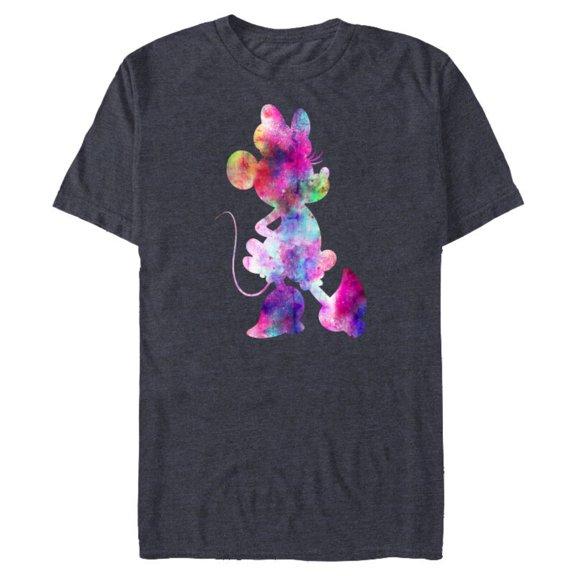 Disney Minnie Mouse Silhouette Cosmic Tie Dye - Short Sleeve Blended T-Shirt for Adults - Customized-Navy Heather