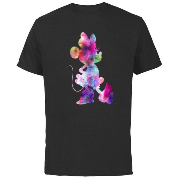 Disney Minnie Mouse Silhouette Cosmic Tie Dye - Short Sleeve Cotton T-Shirt for Adults - Customized-Black