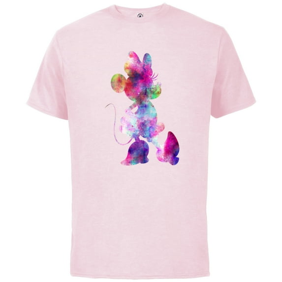Disney Minnie Mouse Silhouette Cosmic Tie Dye - Short Sleeve Cotton T-Shirt for Adults - Customized-Soft Pink