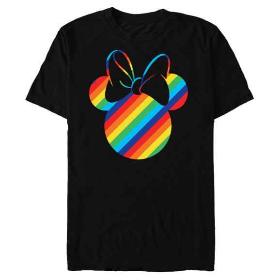 Disney Minnie Mouse Silhouette Rainbow - Short Sleeve Blended T-Shirt for Adults- Customized-Black
