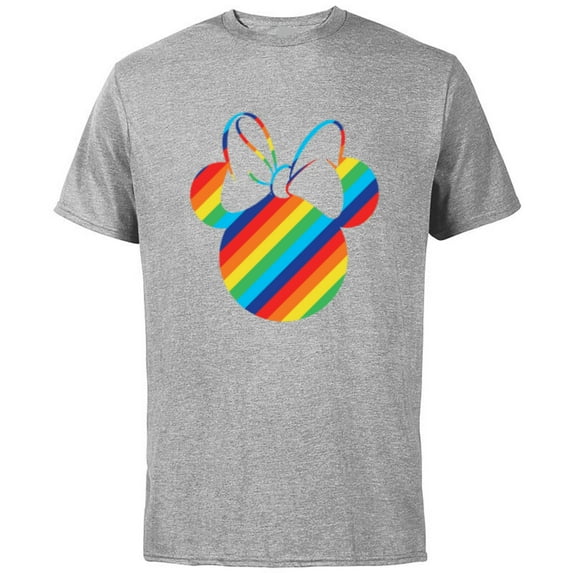 Disney Minnie Mouse Silhouette Rainbow - Short Sleeve Cotton T-Shirt for Adults- Customized-Athletic Heather