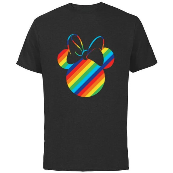 Disney Minnie Mouse Silhouette Rainbow - Short Sleeve Cotton T-Shirt for Adults- Customized-Black