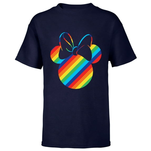 Disney Minnie Mouse Silhouette Rainbow - Short Sleeve T-Shirt for Kids- Customized-Navy