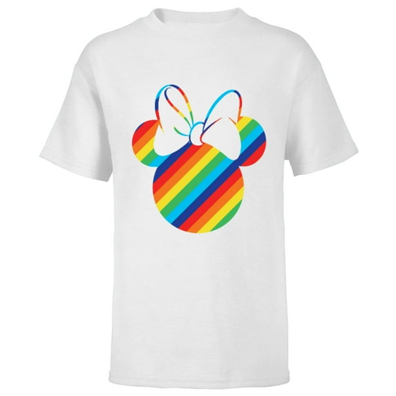 Disney Minnie Mouse Silhouette Rainbow - Short Sleeve T-Shirt for Kids- Customized-White