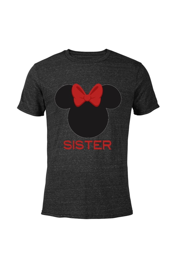 Minnie Mouse Sister Family - Short Sleeve Blended T-Shirt for Adults – Customized-Black