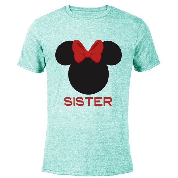 Disney Minnie Mouse Sister Family - Short Sleeve Blended T-Shirt for Adults – Customized-Ocean Blue