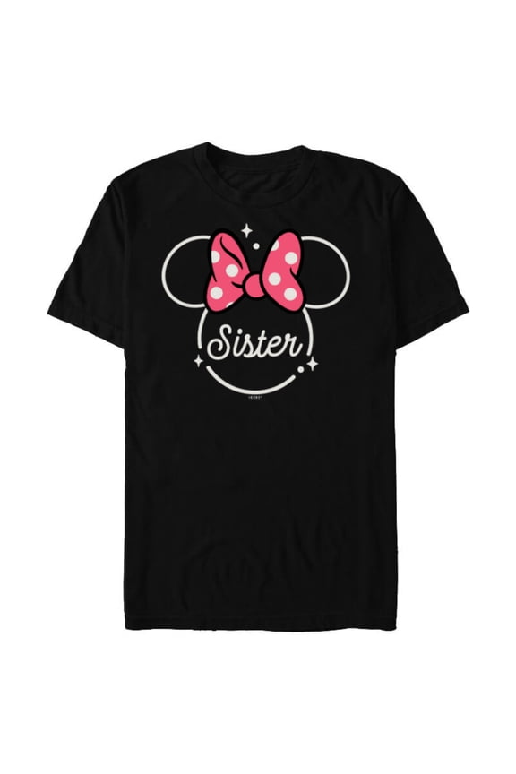 Minnie Mouse Sister Head Icon Magic Family Trip- Short Sleeve Blended T-Shirt for Adults - Customized-Black