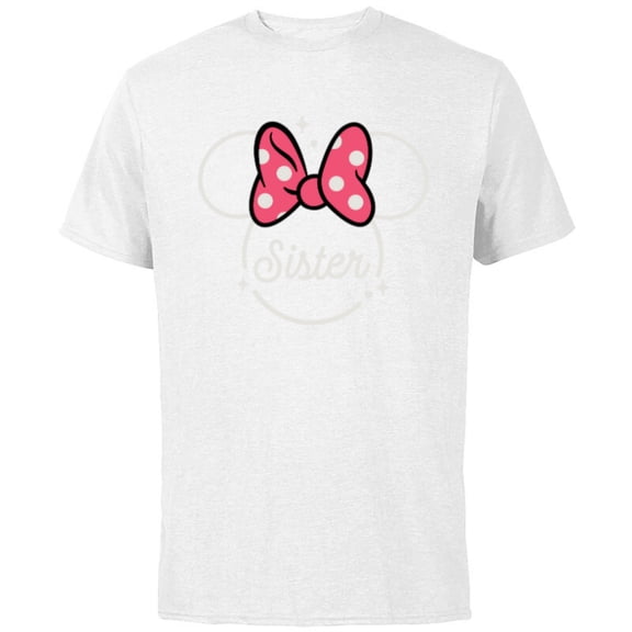 Disney Minnie Mouse Sister Head Icon Magic Family Trip- Short Sleeve Cotton T-Shirt for Adults - Customized-White