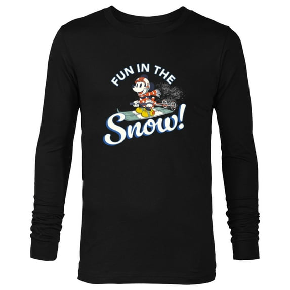 Disney Minnie Mouse Skiing Winter Sports Ski Fun in the Snow - Long Sleeve T-Shirt for Men - Customized-Black