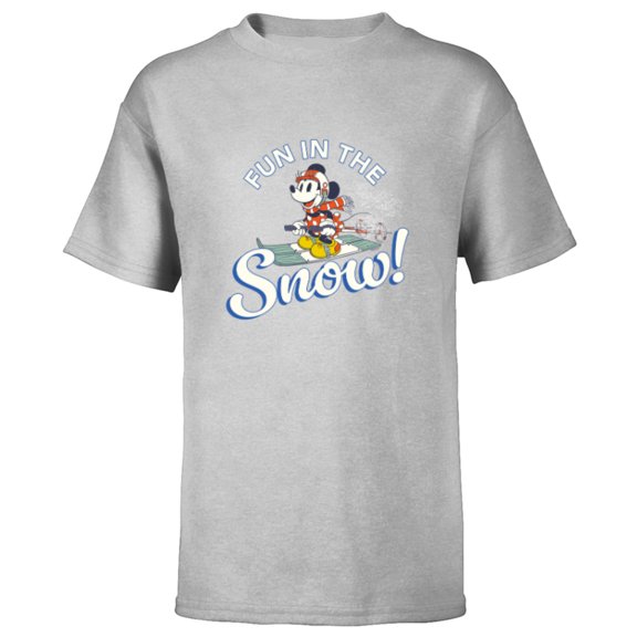 Disney Minnie Mouse Skiing Winter Sports Ski Fun in the Snow - Short Sleeve T-Shirt for Kids - Customized-Athletic Heather