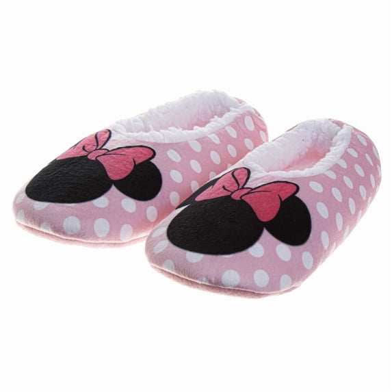 Disney Minnie Mouse Slippers for Girls, Plush Non, Slip Warm Indoor Comfortable (Toddler Little Kid), Pink, Size: 9-10