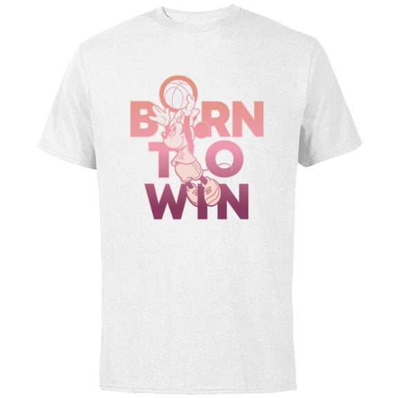 Disney Minnie Mouse Sports Basketball Dunk Born to Win - Short Sleeve Cotton T-Shirt for Adults - Customized-White