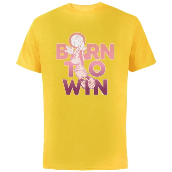 Disney Minnie Mouse Sports Basketball Dunk Born to Win - Short Sleeve Cotton T-Shirt for Adults - Customized-Yellow