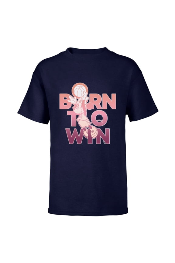 Minnie Mouse Sports Basketball Dunk Born to Win - Short Sleeve T-Shirt for Kids - Customized-Navy