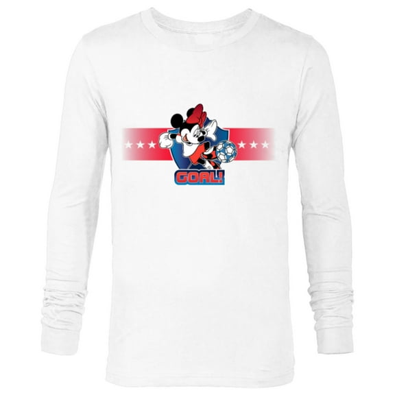 Disney Minnie Mouse Sports Goal Winning Kick Soccer Ball - Long Sleeve T-Shirt for Men - Customized-White