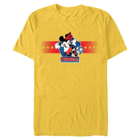 Disney Minnie Mouse Sports Goal Winning Kick Soccer Ball - Short Sleeve Blended T-Shirt for Adults - Customized-Yellow