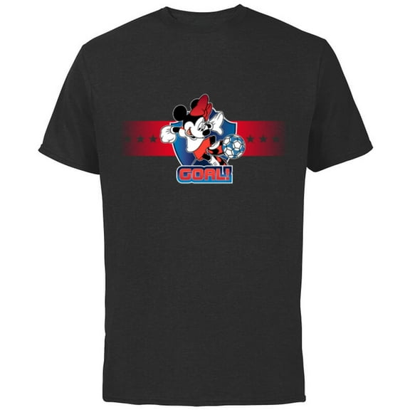 Disney Minnie Mouse Sports Goal Winning Kick Soccer Ball - Short Sleeve Cotton T-Shirt for Adults - Customized-Black
