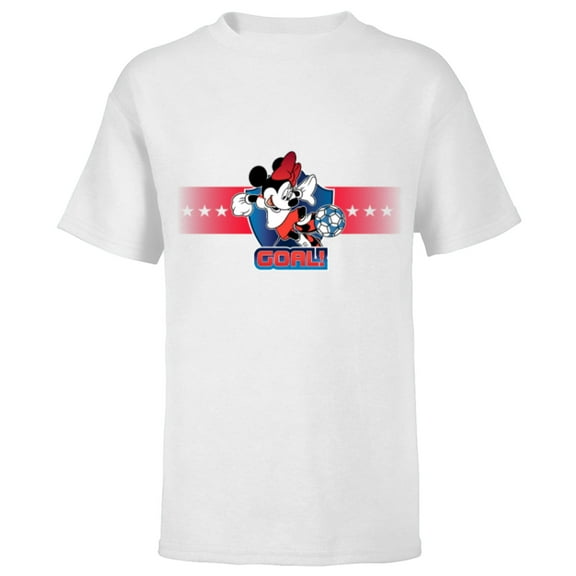 Disney Minnie Mouse Sports Goal Winning Kick Soccer Ball - Short Sleeve T-Shirt for Kids - Customized-White
