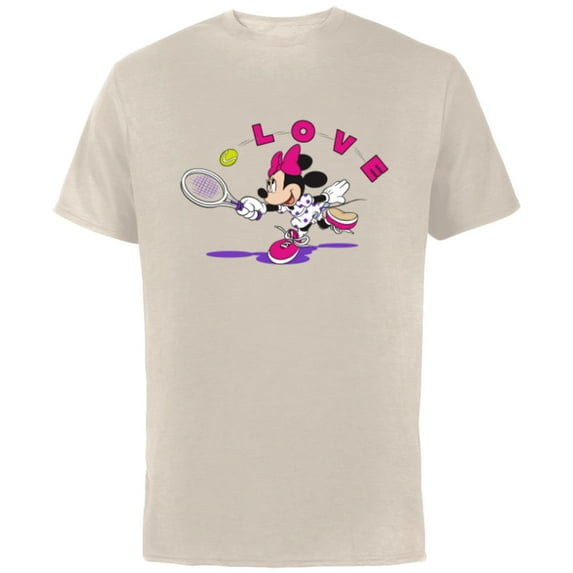 Disney Minnie Mouse Sports Love Tennis Player - Short Sleeve Cotton T-Shirt for Adults - Customized-Natural