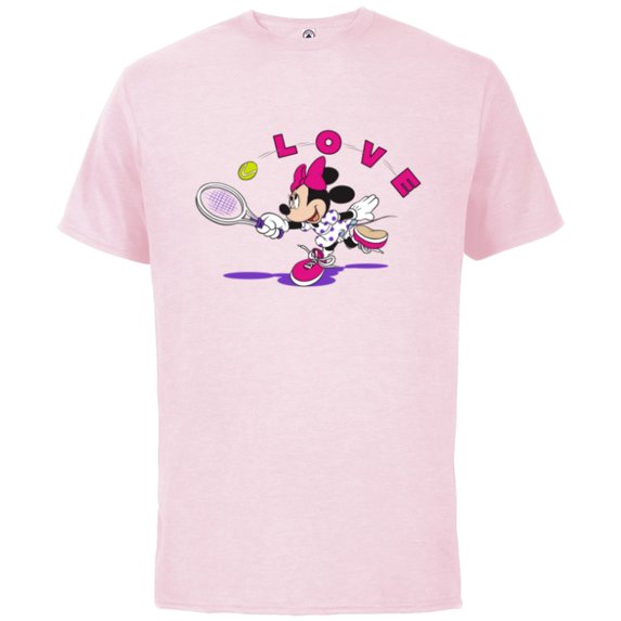Disney Minnie Mouse Sports Love Tennis Player - Short Sleeve Cotton T-Shirt for Adults - Customized-Soft Pink