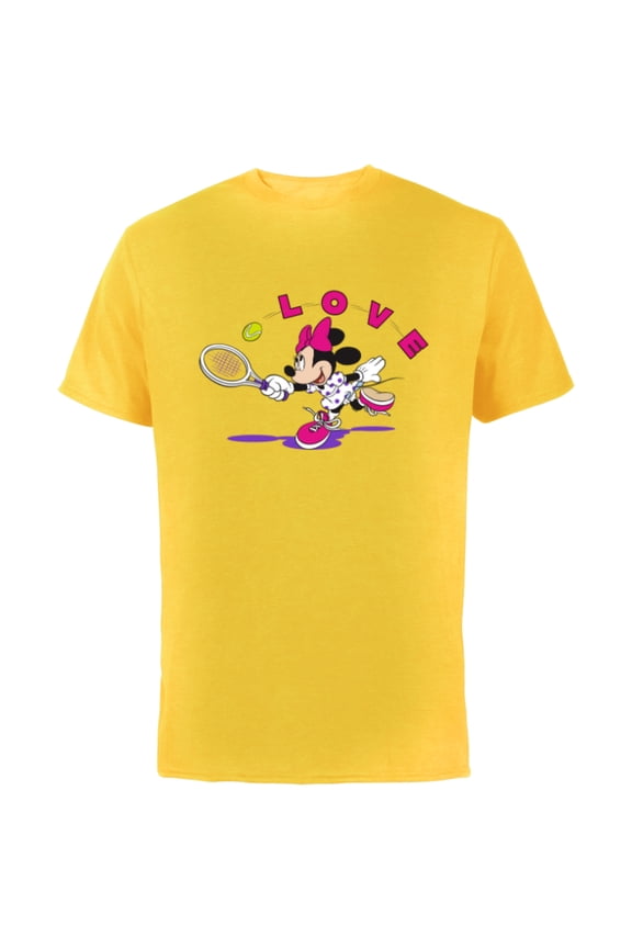 Minnie Mouse Sports Love Tennis Player - Short Sleeve Cotton T-Shirt for Adults - Customized-Yellow