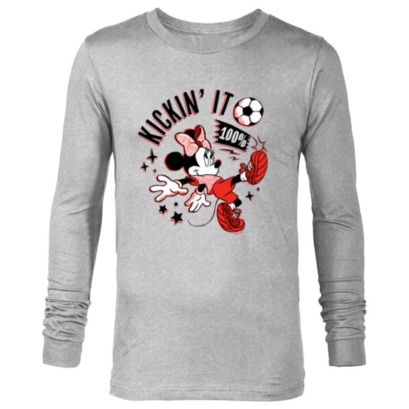 Disney Minnie Mouse Sports Soccer Kickin’ It 100% Football - Long Sleeve T-Shirt for Men - Customized-Athletic Heather