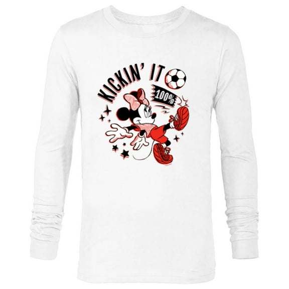 Disney Minnie Mouse Sports Soccer Kickin’ It 100% Football - Long Sleeve T-Shirt for Men - Customized-White