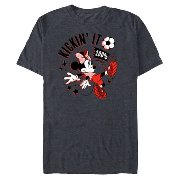 Disney Minnie Mouse Sports Soccer Kickin’ It 100% Football - Short Sleeve Blended T-Shirt for Adults - Customized-Navy Heather
