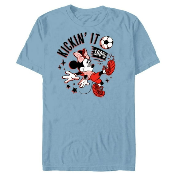 Disney Minnie Mouse Sports Soccer Kickin’ It 100% Football - Short Sleeve Blended T-Shirt for Adults - Customized-Ocean Blue