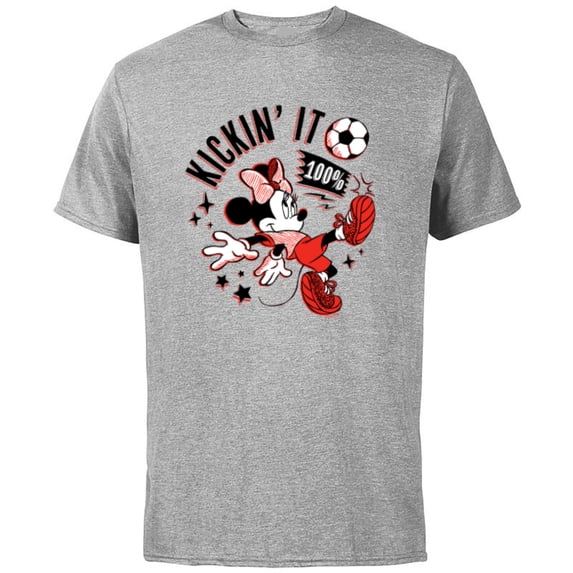 Disney Minnie Mouse Sports Soccer Kickin’ It 100% Football - Short Sleeve Cotton T-Shirt for Adults - Customized-Athletic Heather