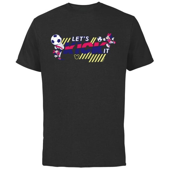 Disney Minnie Mouse Sports Soccer Let’s Kick It Football - Short Sleeve Cotton T-Shirt for Adults - Customized-Black
