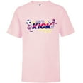 thumbnail image 1 of Disney Minnie Mouse Sports Soccer Let’s Kick It Football - Short Sleeve T-Shirt for Kids - Customized-Soft Pink, 1 of 5