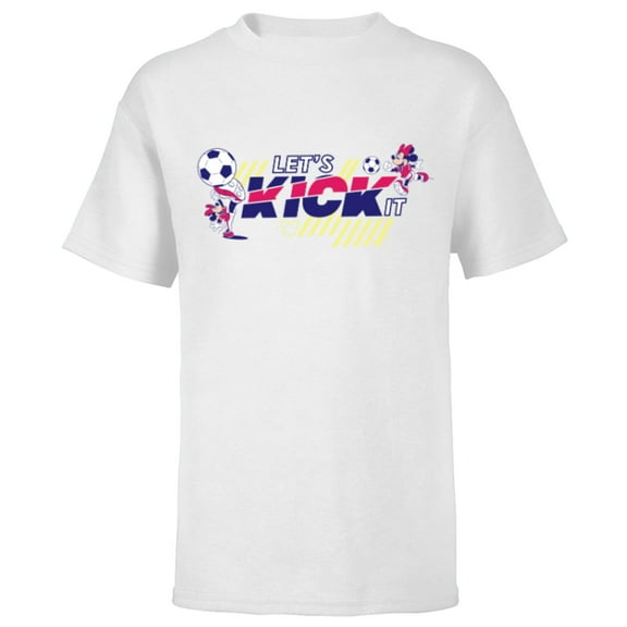 Disney Minnie Mouse Sports Soccer Let’s Kick It Football - Short Sleeve T-Shirt for Kids - Customized-White